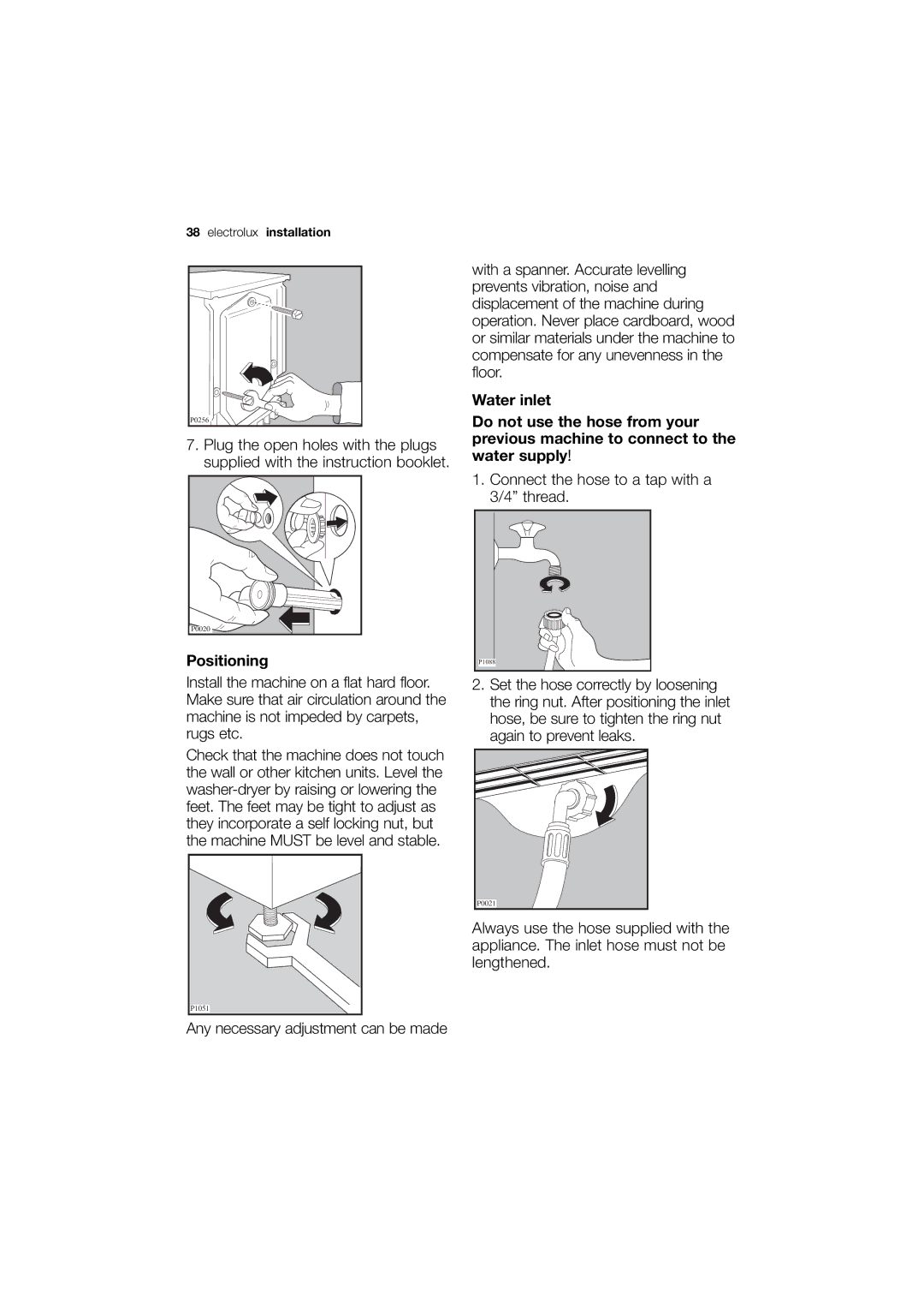 Electrolux EWX 14540 W user manual Connect the hose to a tap with a 3/4 thread 