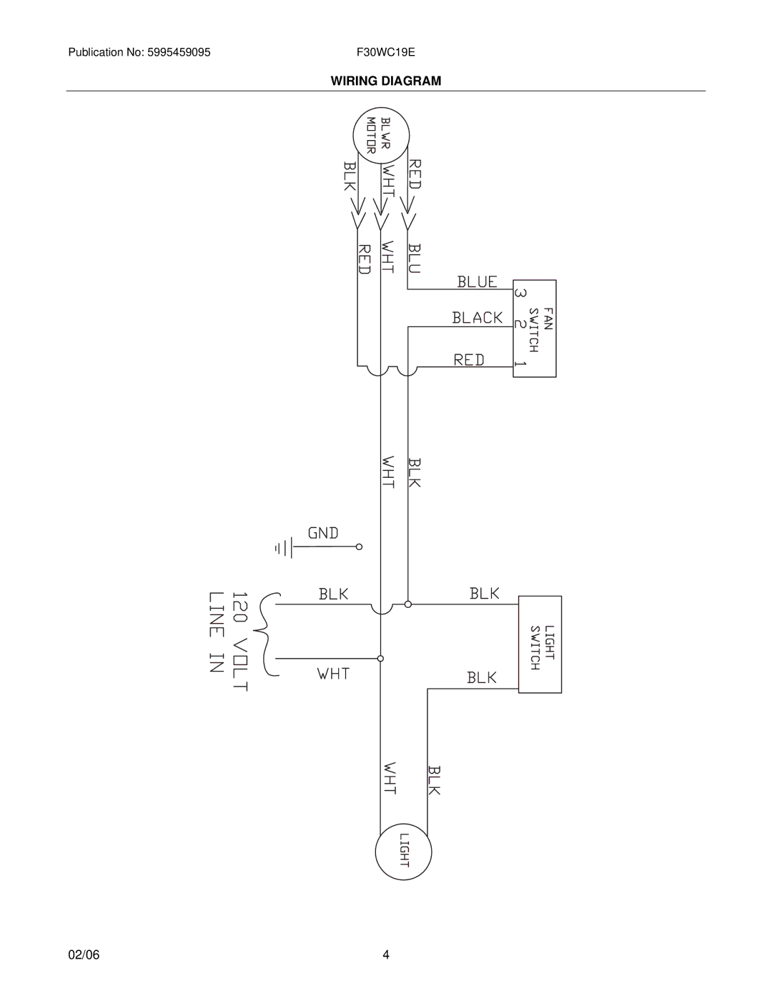 Electrolux F30WC19E installation instructions Wiring Diagram 