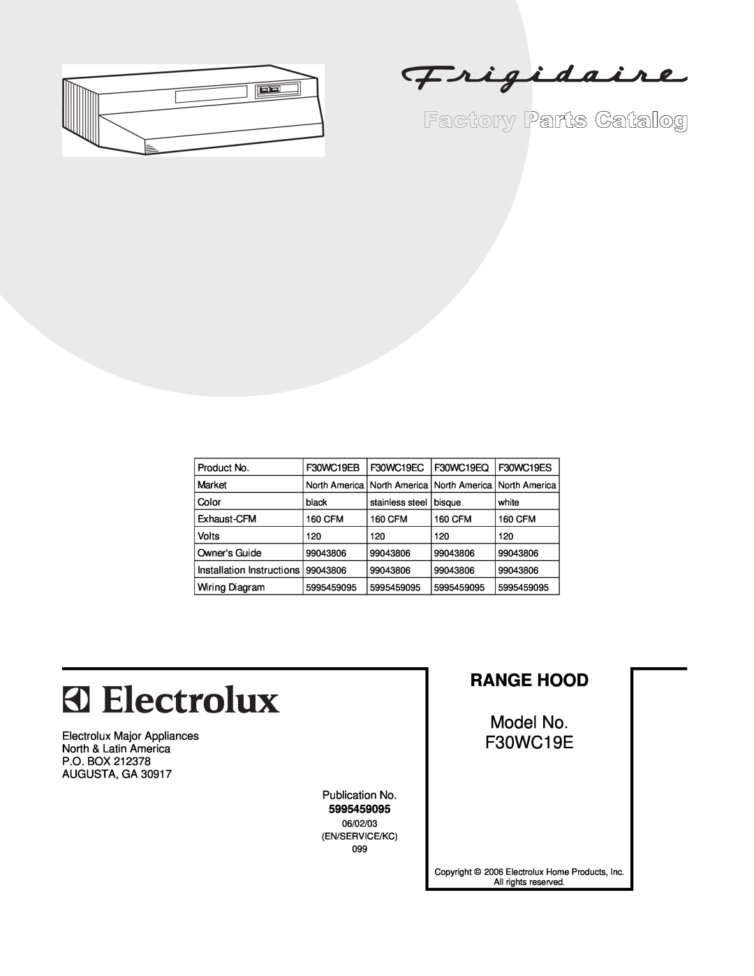 Electrolux installation instructions Range Hood, Model No F30WC19E, CF30WC.eps F30WC.tif, Economy Wiring.eps 