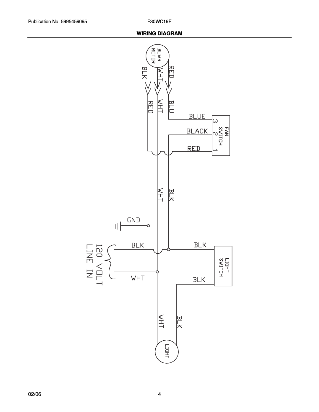 Electrolux F30WC19E installation instructions Wiring Diagram, 02/06 