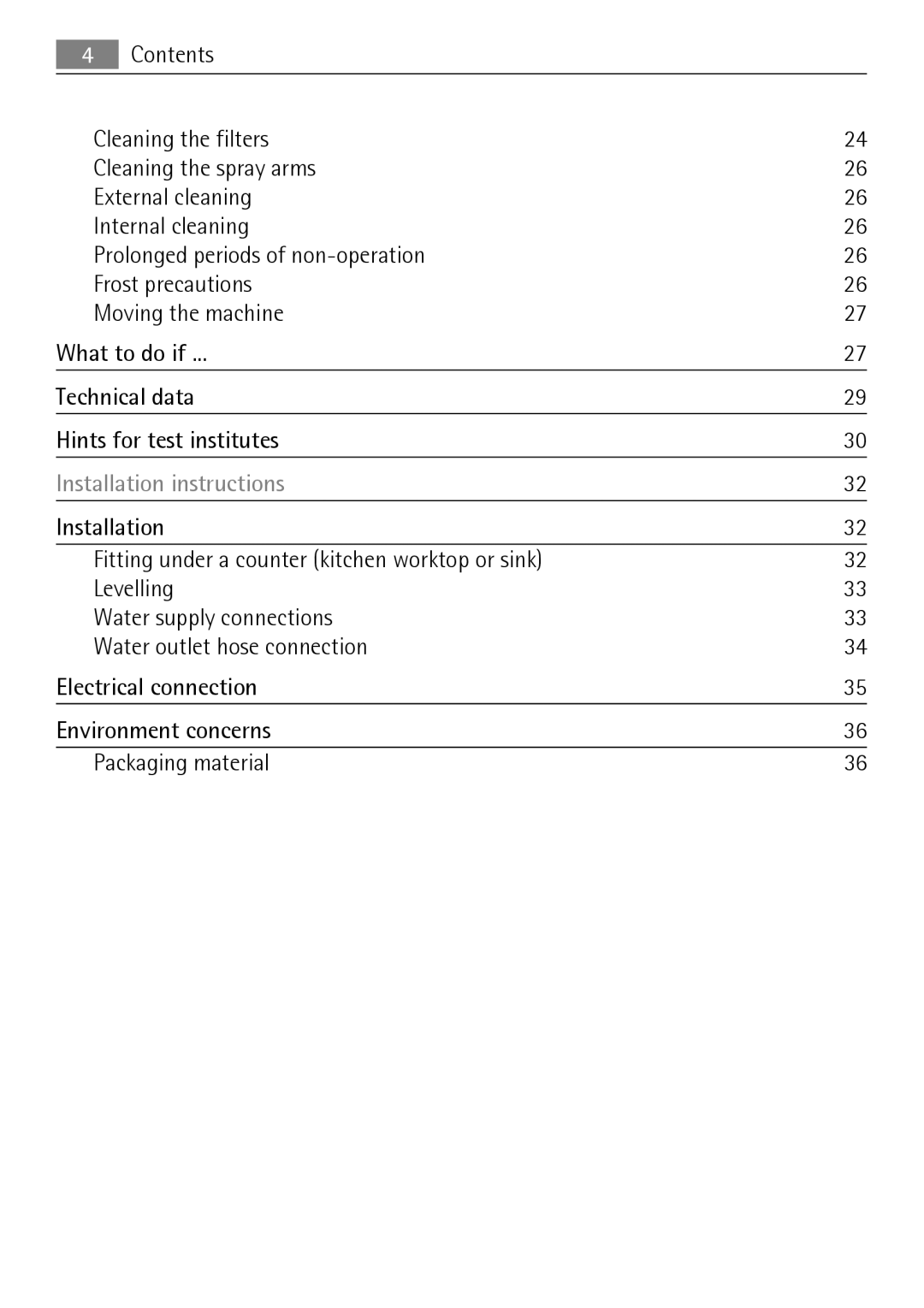 Electrolux F50674 user manual Installation instructions 