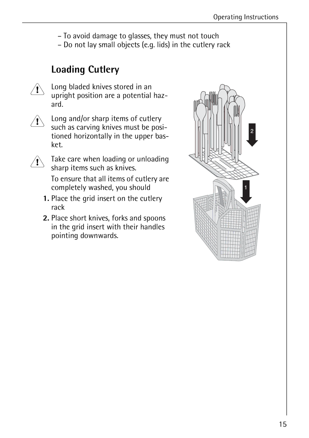 Electrolux FAVORIT 40310 manual Loading Cutlery 