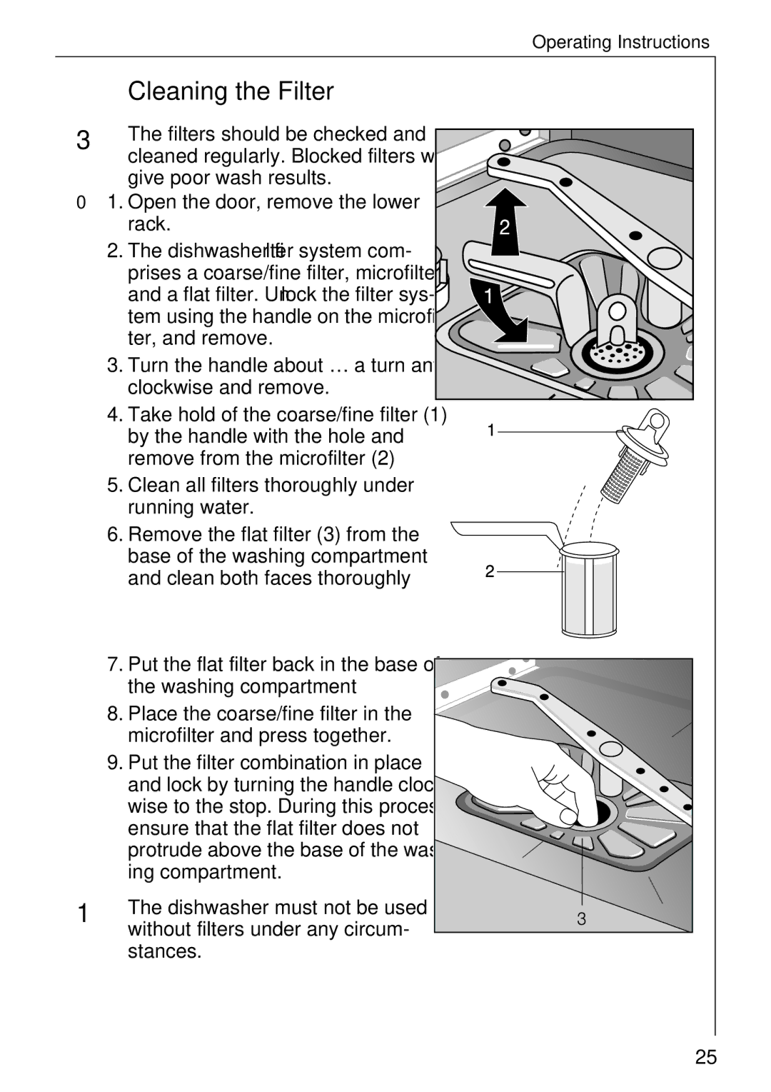 Electrolux FAVORIT 40310 manual Cleaning the Filter 