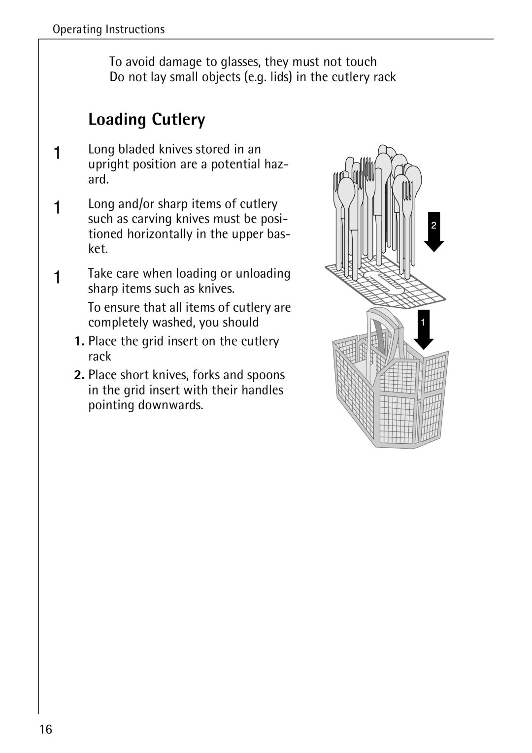 Electrolux FAVORIT 40660 i manual Loading Cutlery 