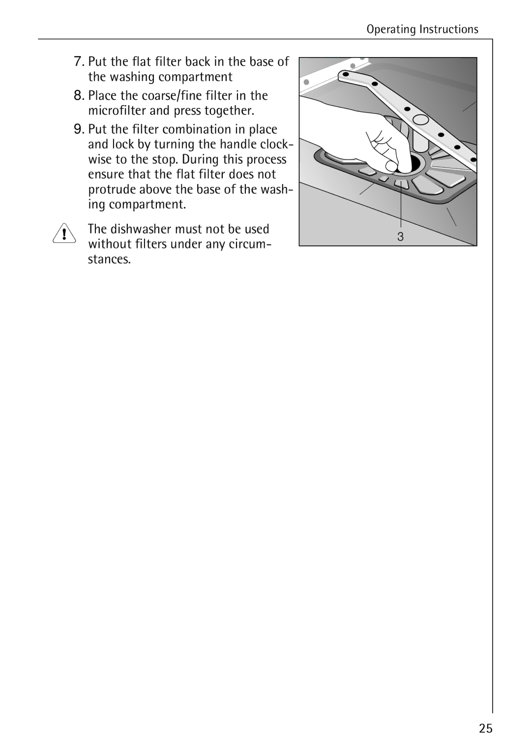 Electrolux FAVORIT 40660 i manual Put the flat filter back in the base Washing compartment, Stances 