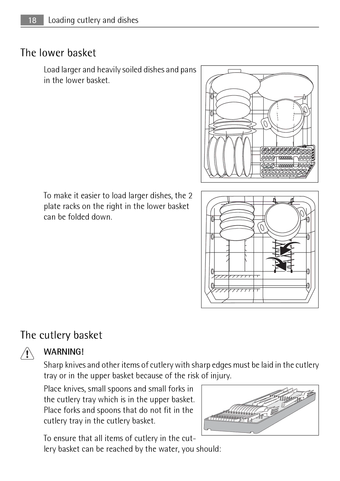 Electrolux FAVORIT 50871 user manual Lower basket, Cutlery basket 