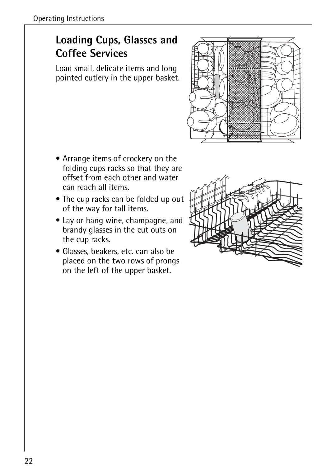 Electrolux FAVORIT 60870 manual Loading Cups, Glasses and Coffee Services 