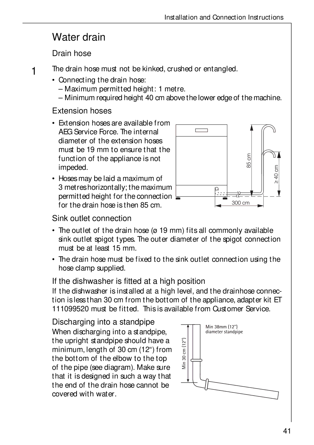 Electrolux FAVORIT 60870 manual Water drain 