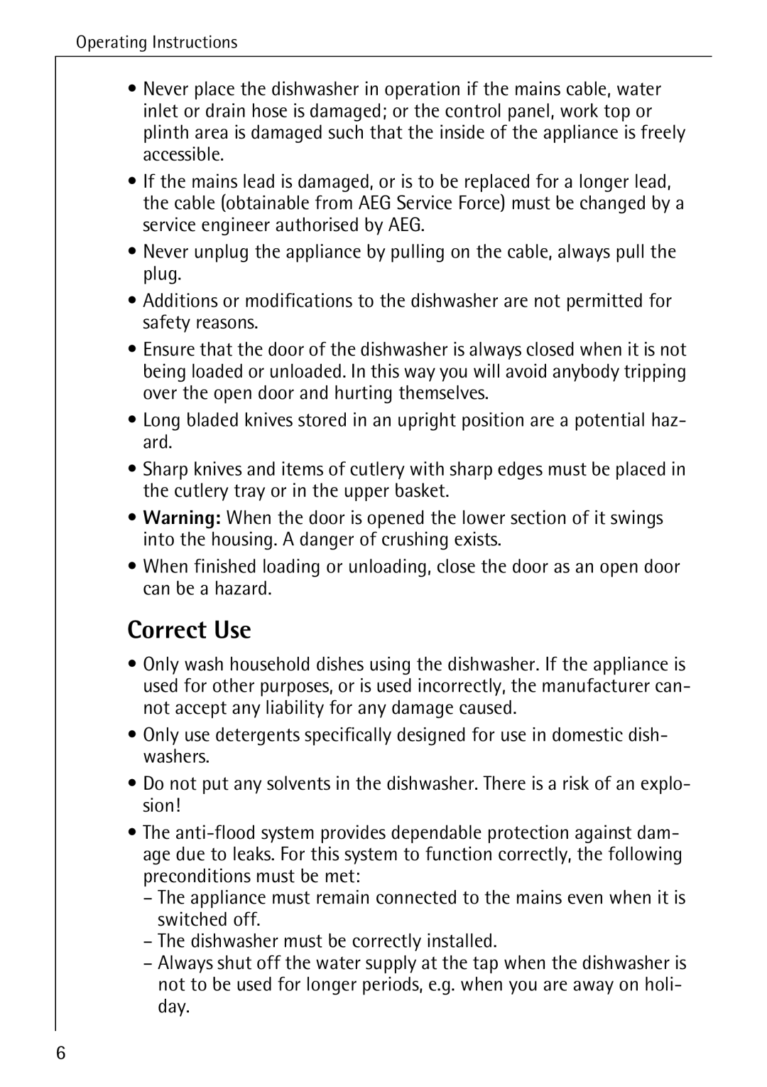 Electrolux FAVORIT 60870 manual Correct Use 