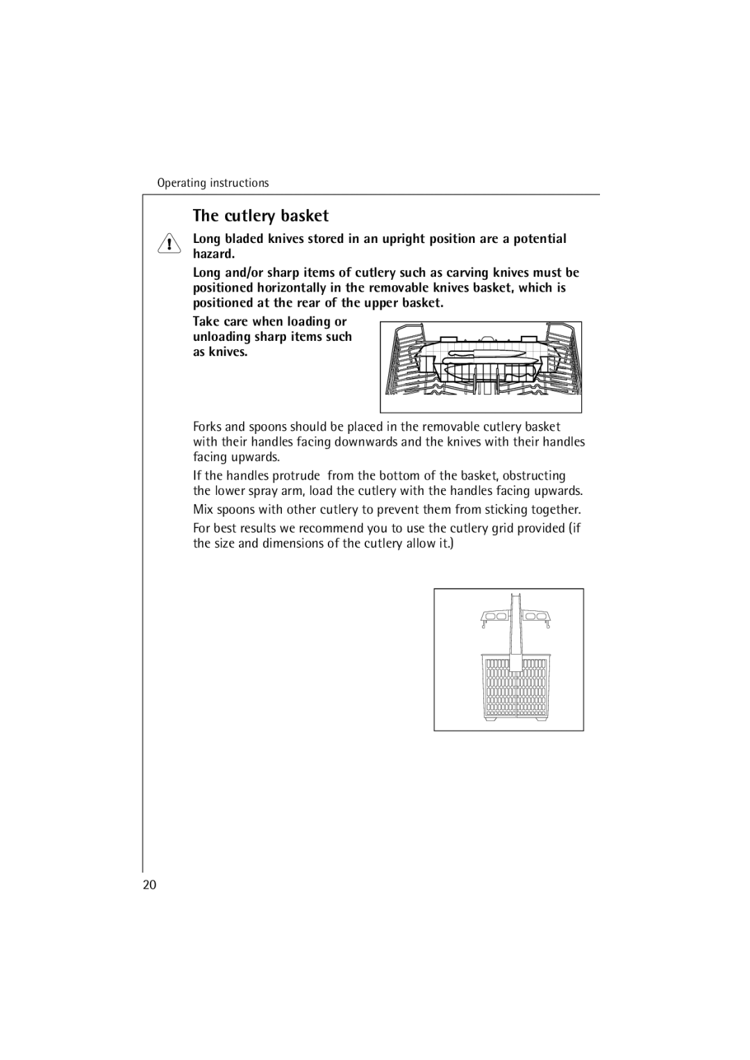 Electrolux FAVORIT 64070 manual Cutlery basket 