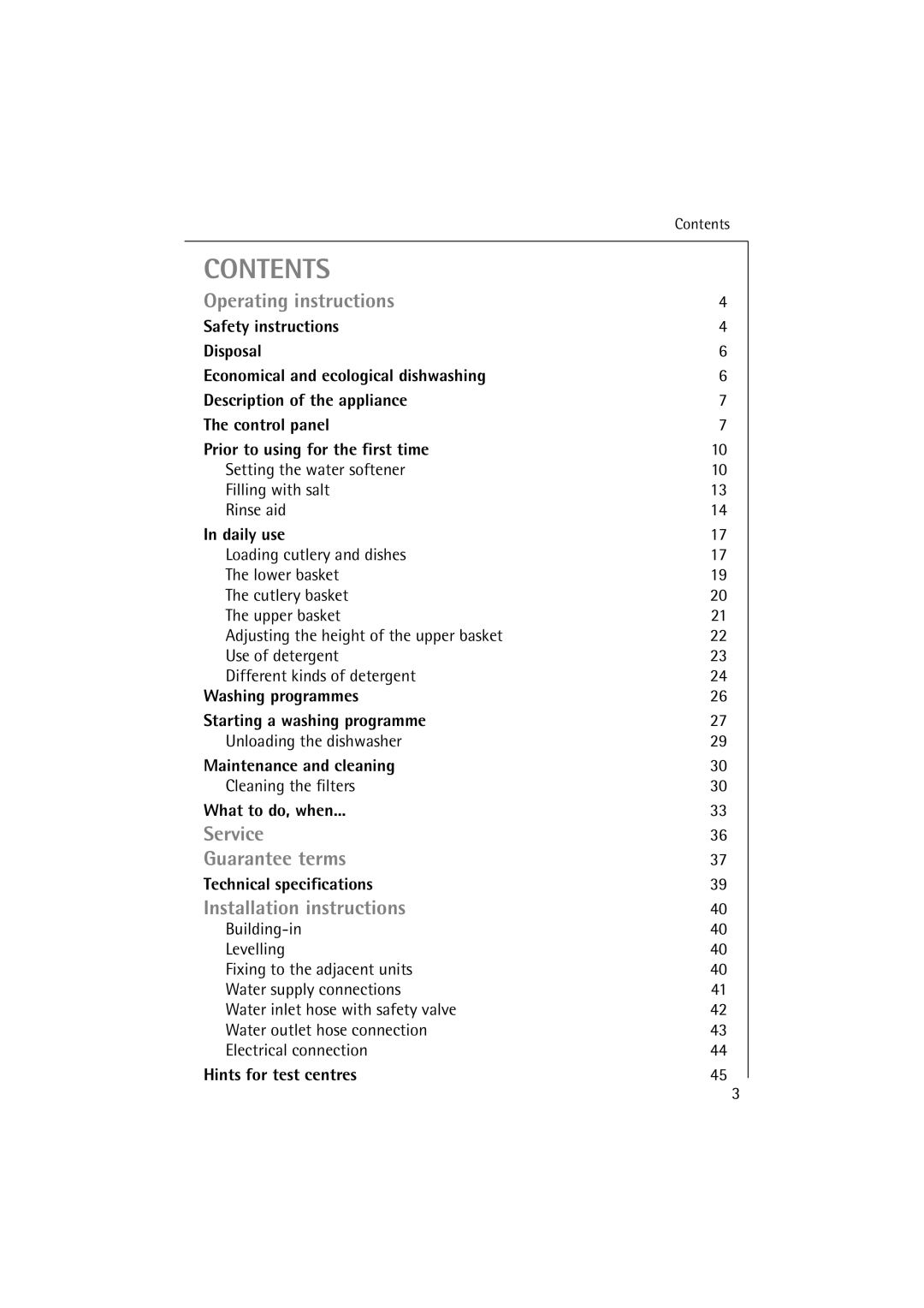 Electrolux FAVORIT 64070 manual Contents 