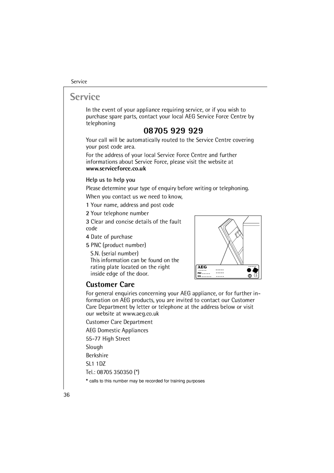 Electrolux FAVORIT 64070 manual Customer Care, Help us to help you 