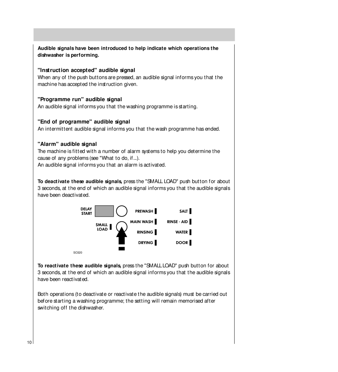 Electrolux FAVORIT 64800 manual Programme run audible signal 