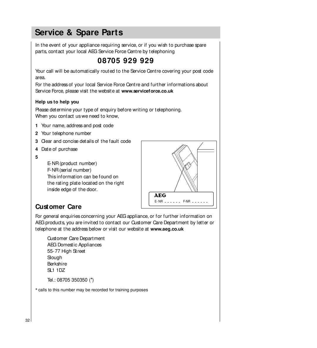 Electrolux FAVORIT 64800 manual Service & Spare Parts, Help us to help you 