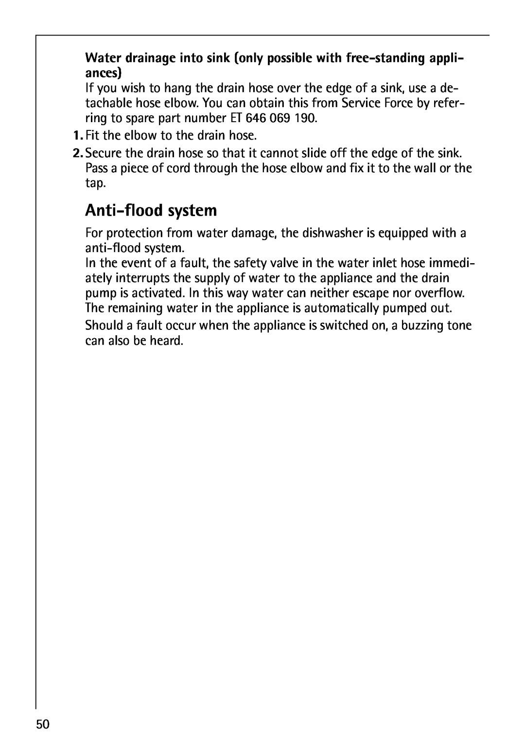 Electrolux FAVORIT 80860 manual Anti-flood system 