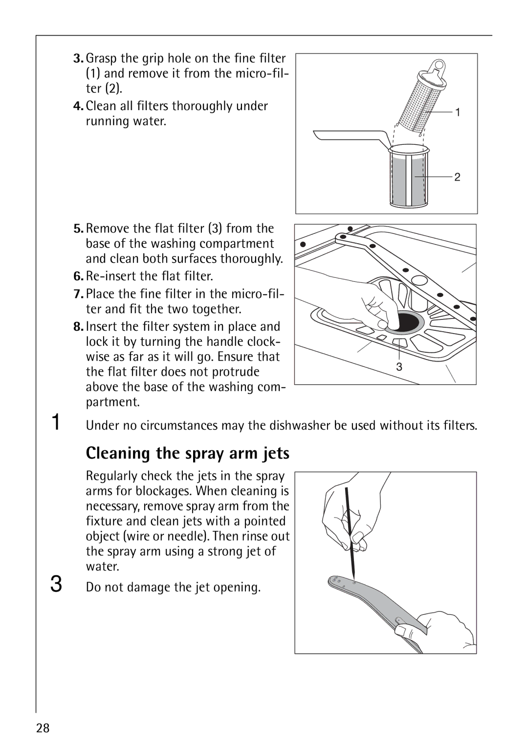 Electrolux FAVORIT 86070i manual Cleaning the spray arm jets 