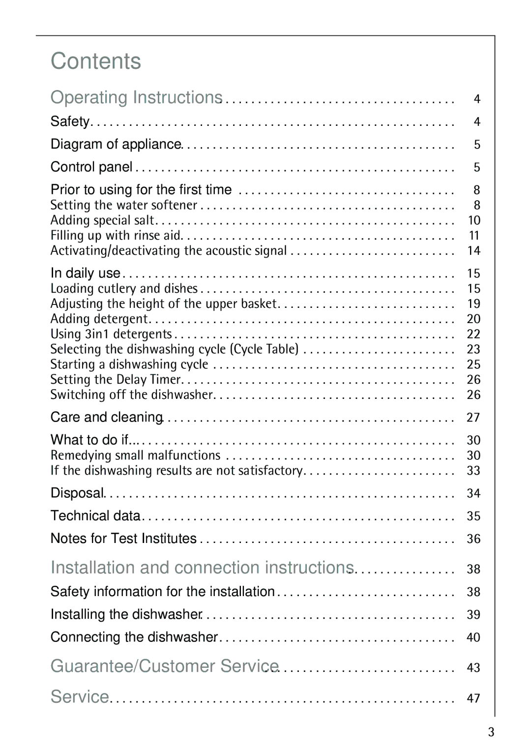 Electrolux FAVORIT 86070i manual Contents 