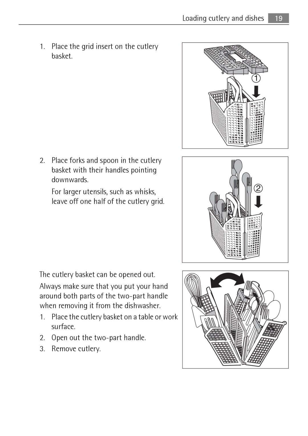 Electrolux FAVORIT 88010 user manual Cutlery basket can be opened out 