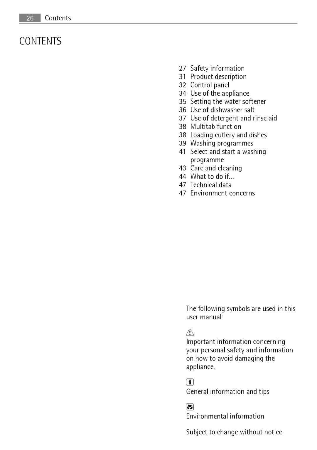 Electrolux FAVORIT 88060 VI user manual Contents 