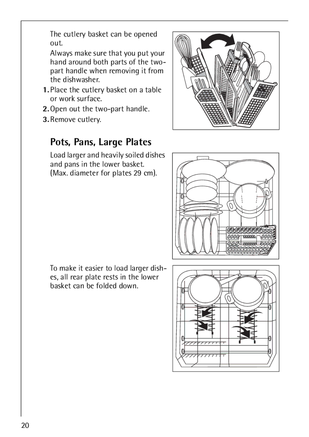 Electrolux FAVORIT 88070 manual Pots, Pans, Large Plates 