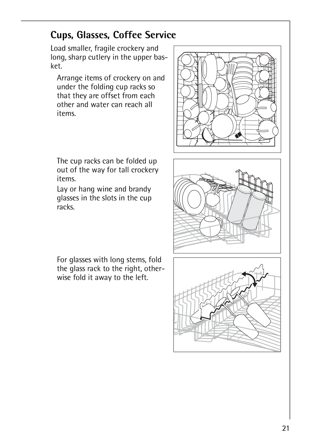 Electrolux FAVORIT 88070 manual Cups, Glasses, Coffee Service 