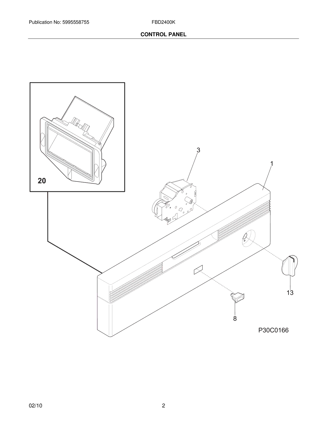 Electrolux FBD2400K installation instructions Control Panel 