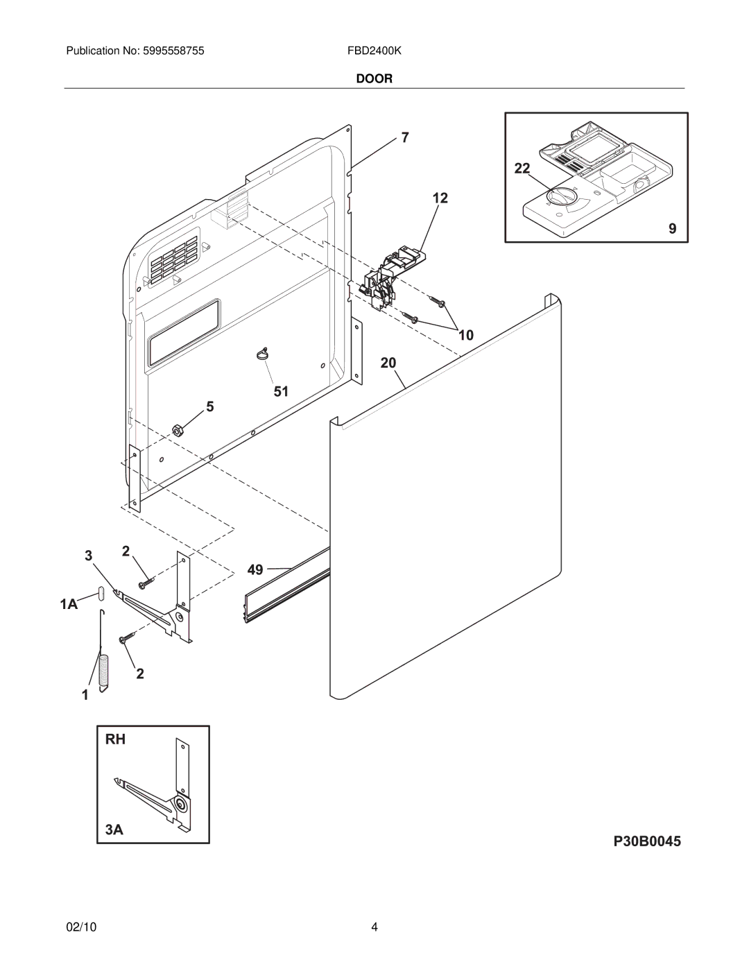 Electrolux FBD2400K installation instructions Door 