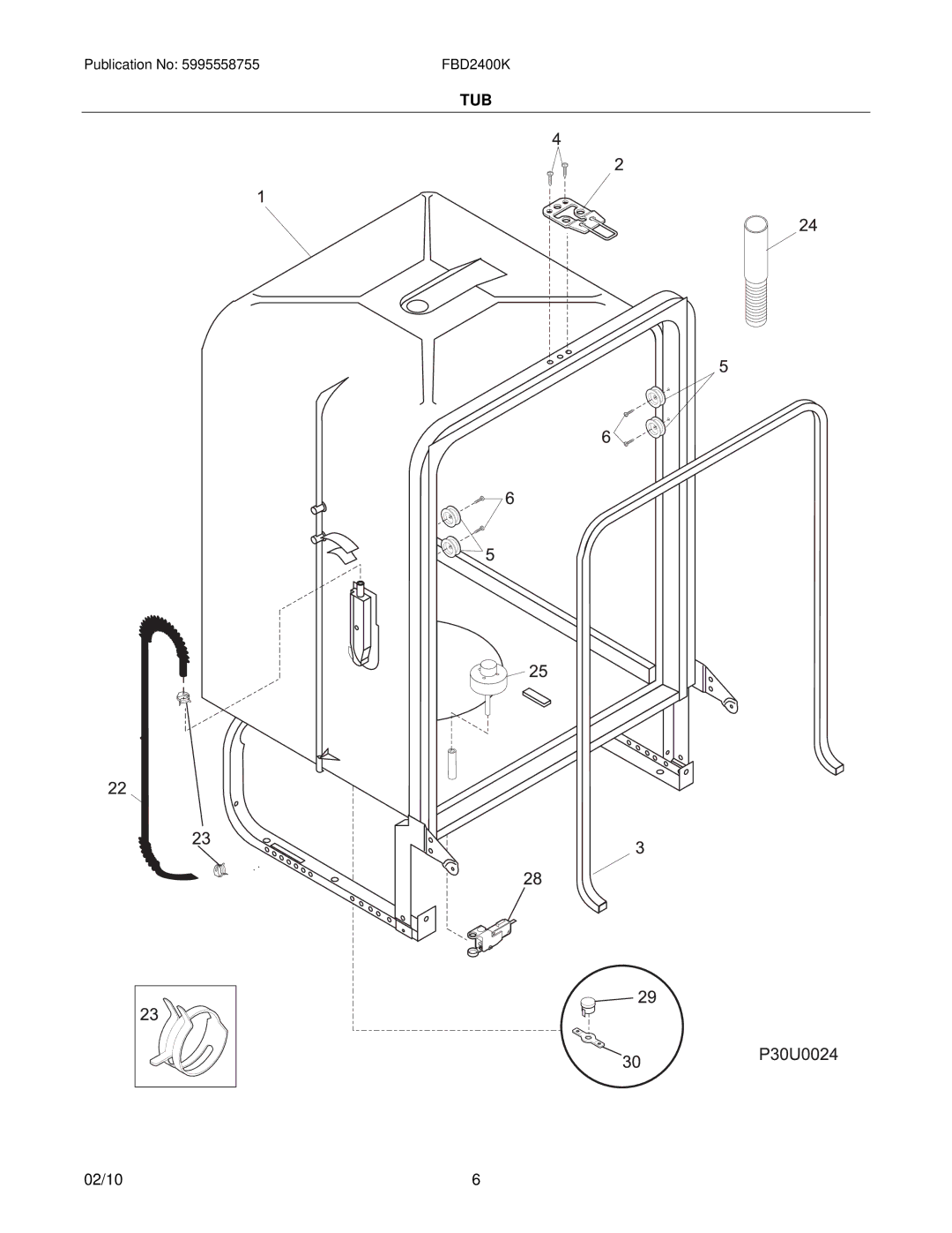 Electrolux FBD2400K installation instructions Tub 