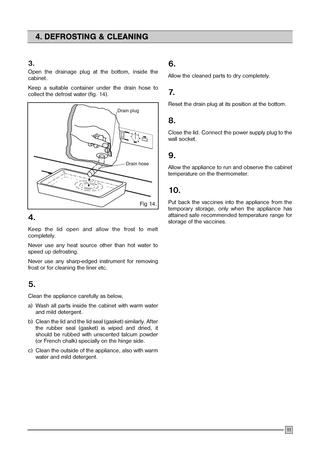 Electrolux FCW 200, FCW 300 manual Defrosting & Cleaning 