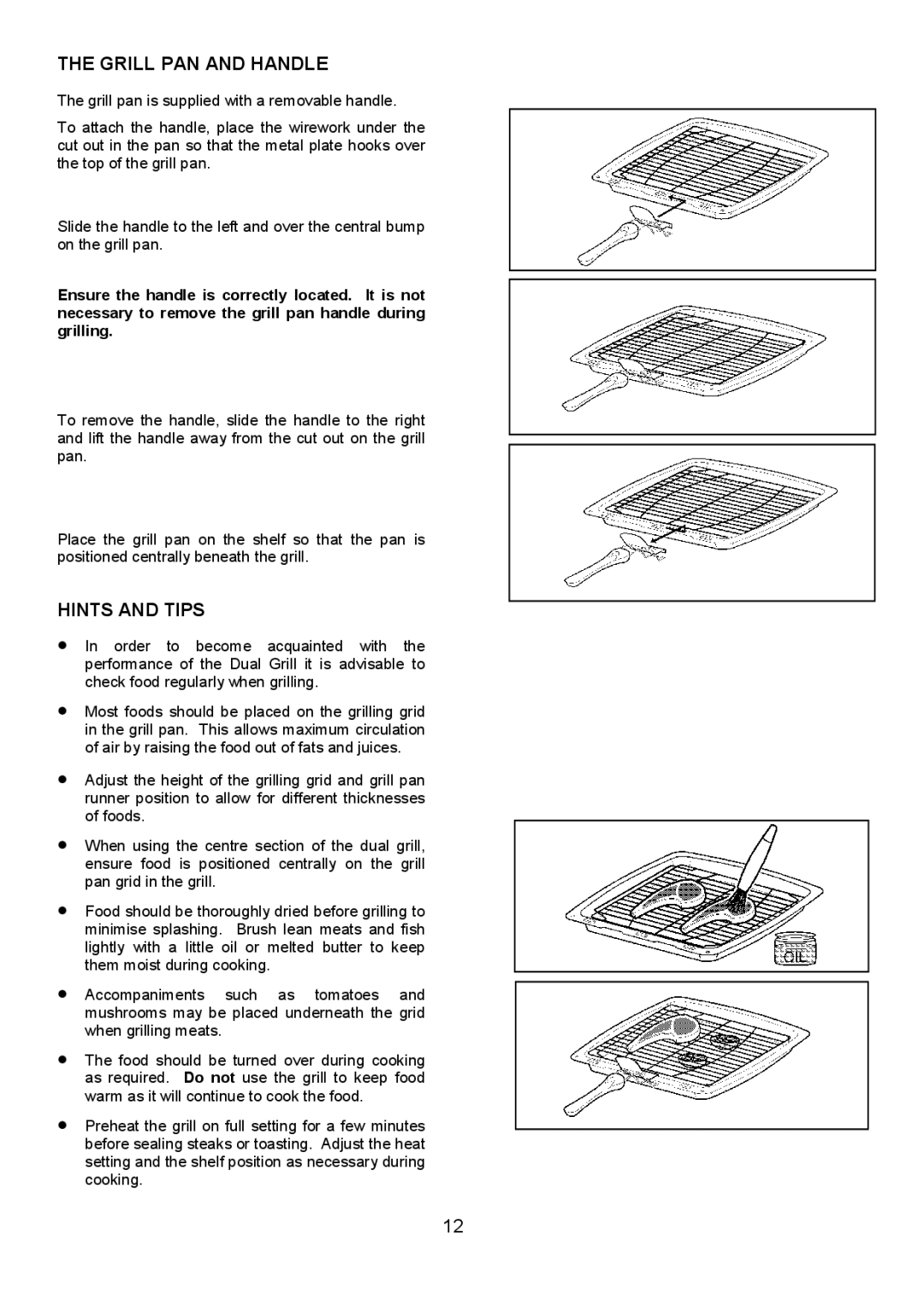 Electrolux FDO 900 manual Grill PAN and Handle, Hints and Tips 