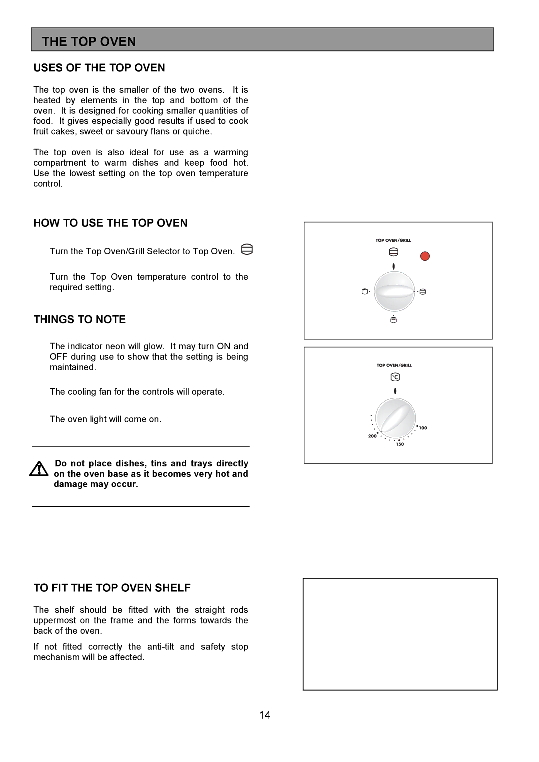 Electrolux FDO 900 manual Uses of the TOP Oven, HOW to USE the TOP Oven, To FIT the TOP Oven Shelf 