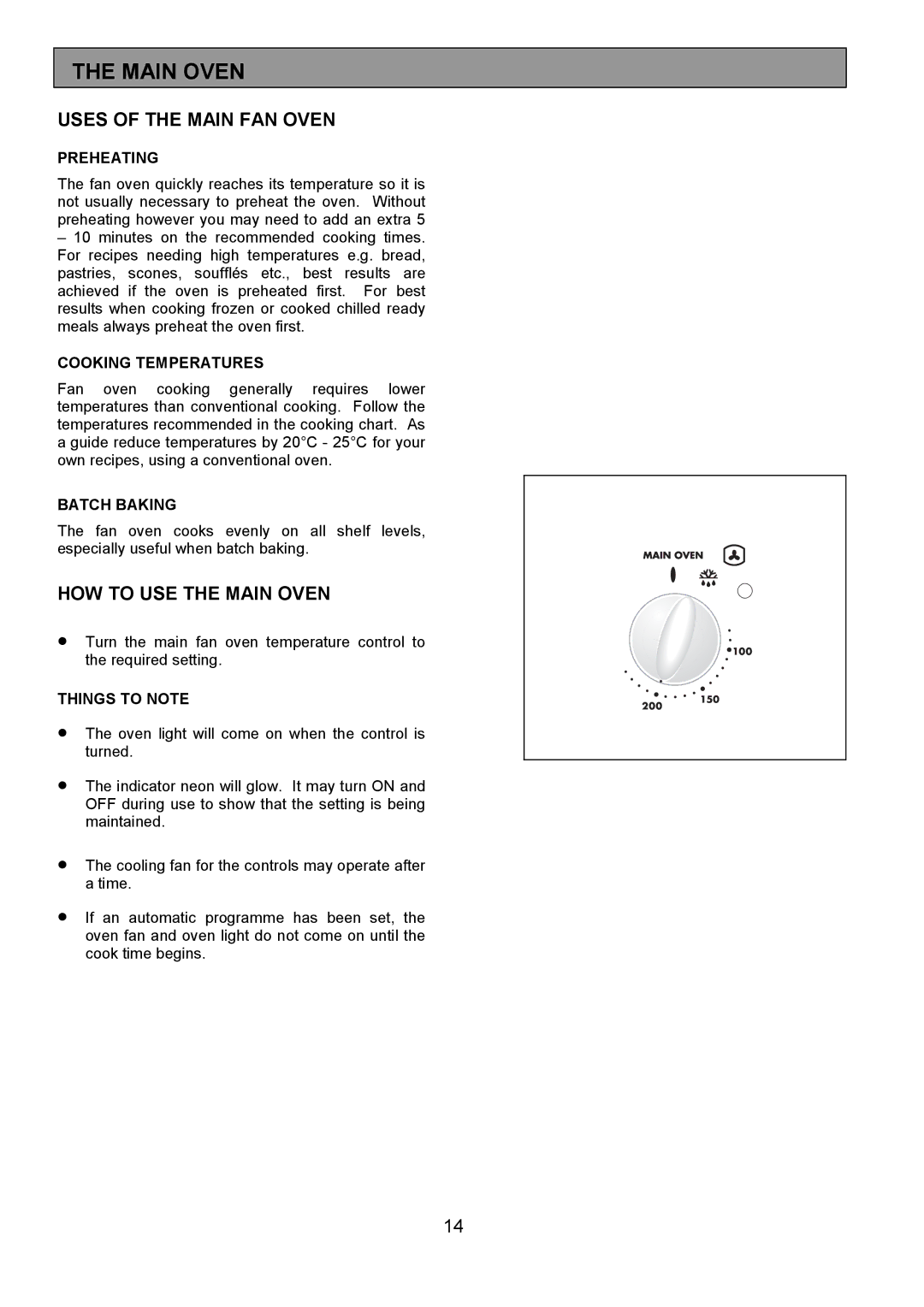 Electrolux FDU 700 manual Uses of the Main FAN Oven, HOW to USE the Main Oven 