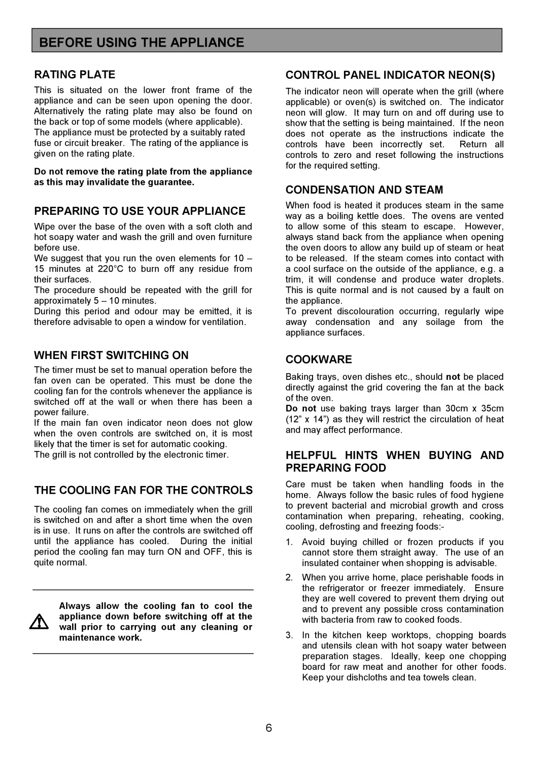 Electrolux FDU 700 manual Before Using the Appliance 