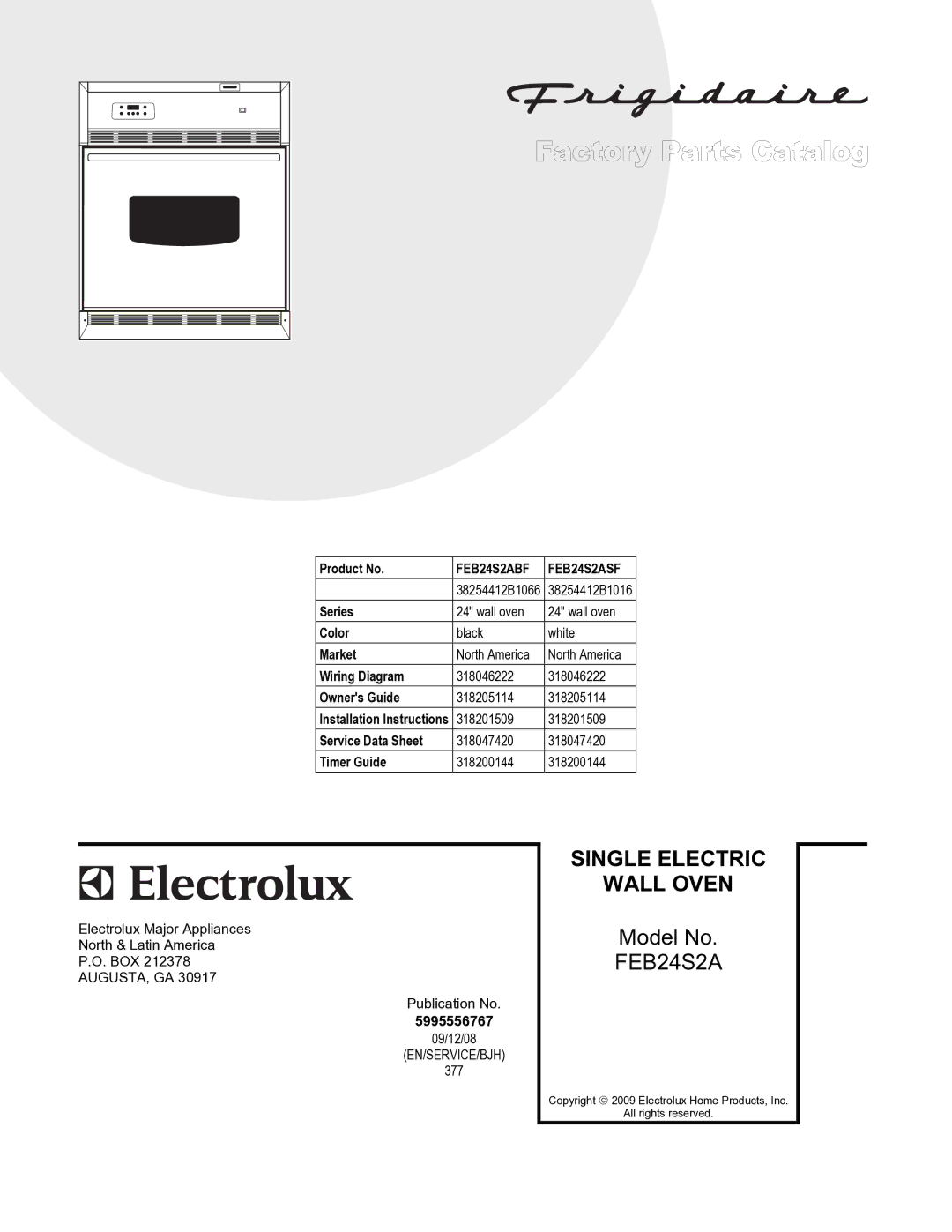 Electrolux FEB24S2A installation instructions Single Electric Wall Oven 