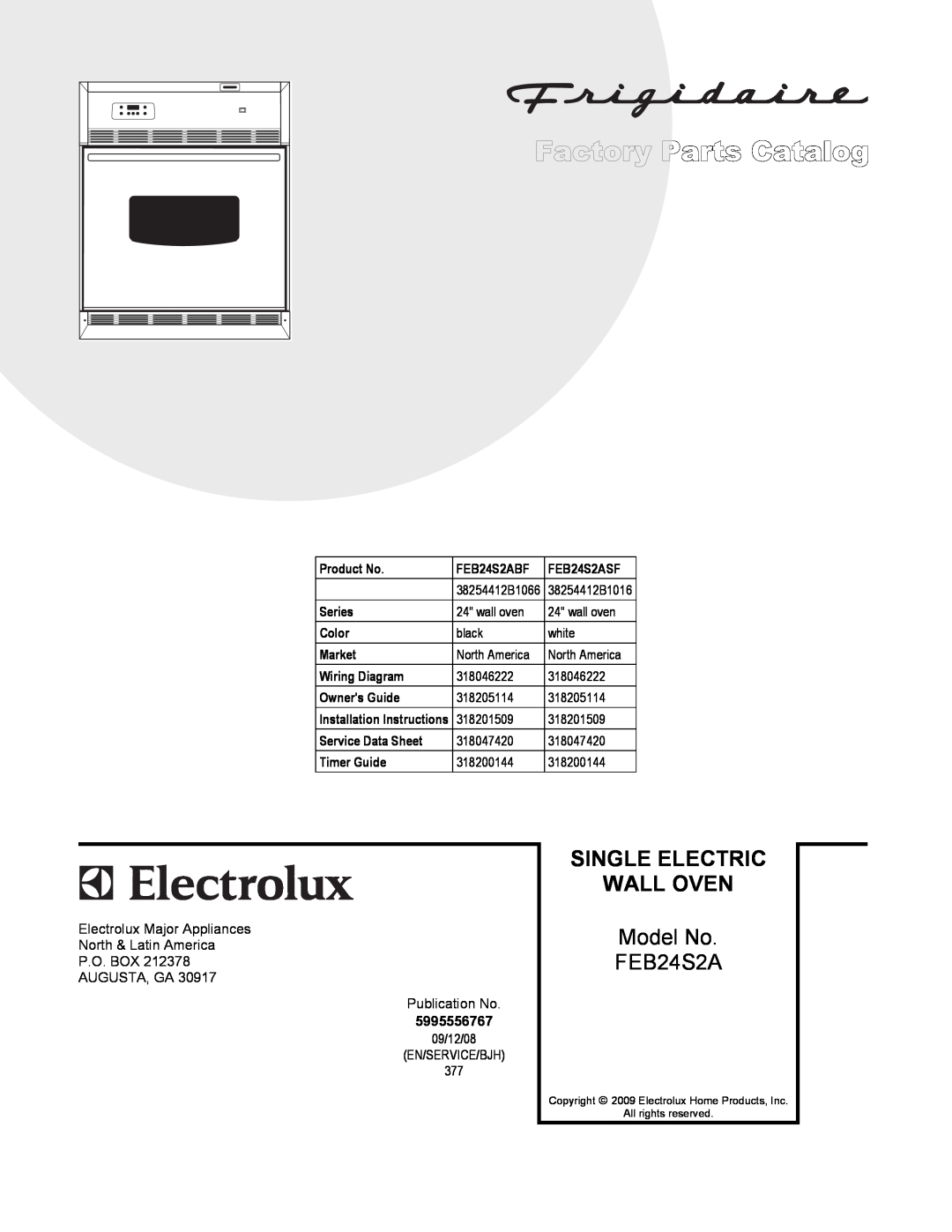Electrolux installation instructions Single Electric Wall Oven, Model No FEB24S2A 