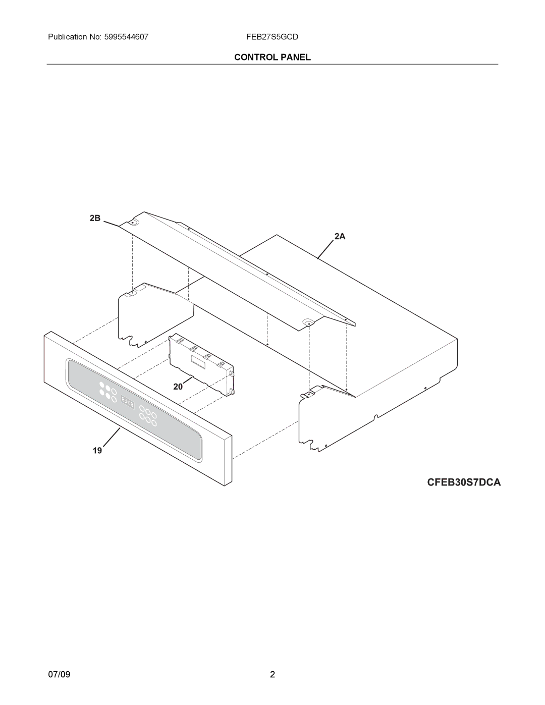 Electrolux FEB25S5G installation instructions Control Panel 