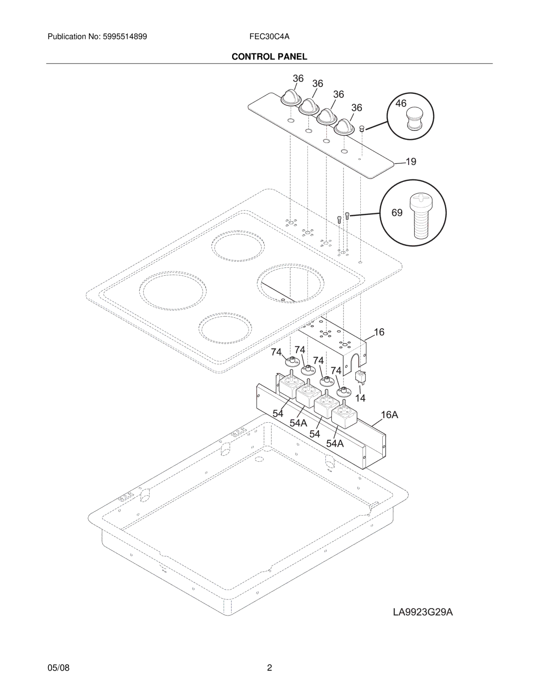 Electrolux FEC30C4AQE, FEC30C4ABE installation instructions Control Panel 