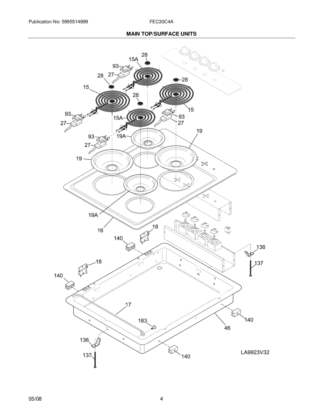 Electrolux FEC30C4AQE, FEC30C4ABE installation instructions Main TOP/SURFACE Units 