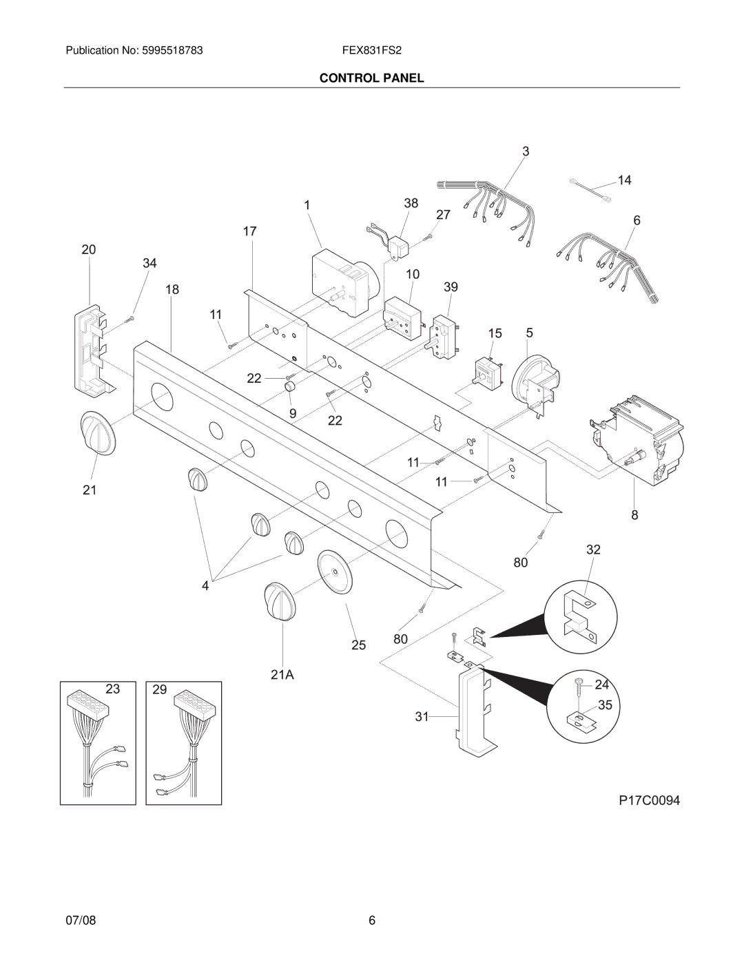 Electrolux FEX831F installation instructions Control Panel 