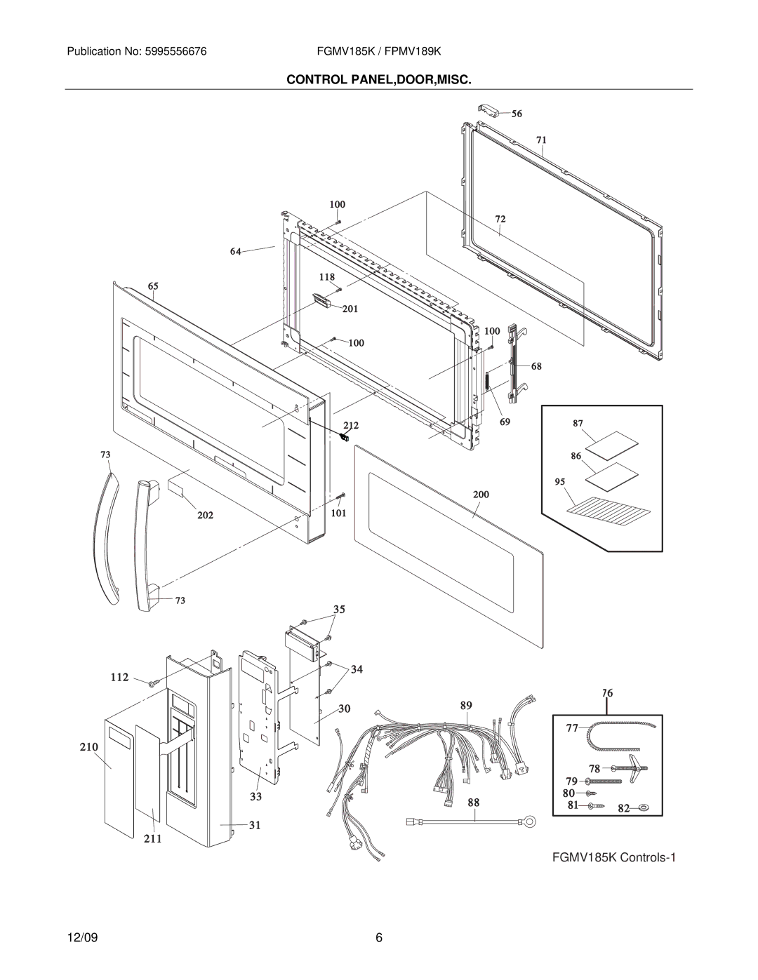 Electrolux FGMV185KWB, FGMV185KBB, FGMV185KFB, FPMV189KFB installation instructions Control PANEL,DOOR,MISC 