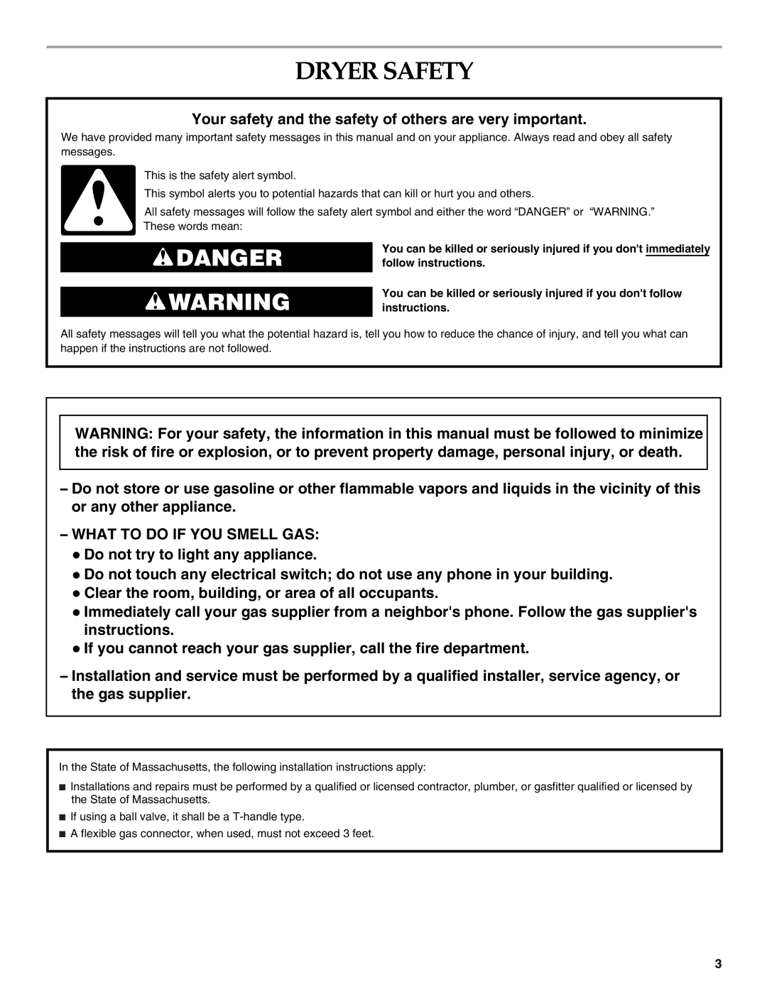 Electrolux FKGHS01P manual Dryer Safety, Your safety and the safety of others are very important 