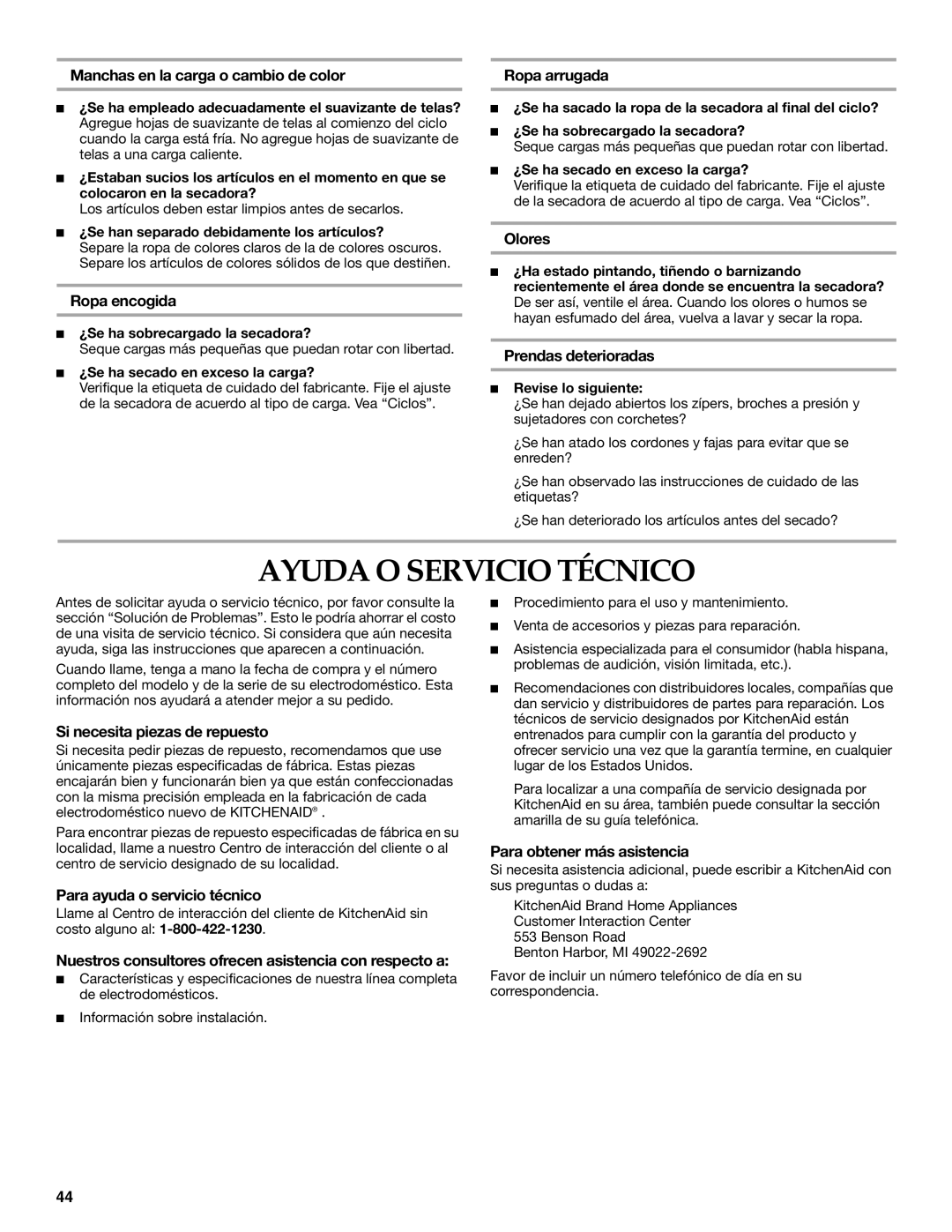 Electrolux FKGHS01P manual Ayuda O Servicio Técnico 