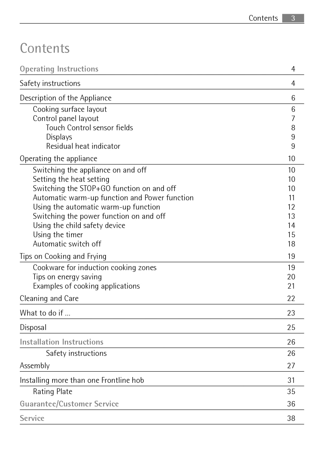 Electrolux FM 7803 K-AN user manual Contents 