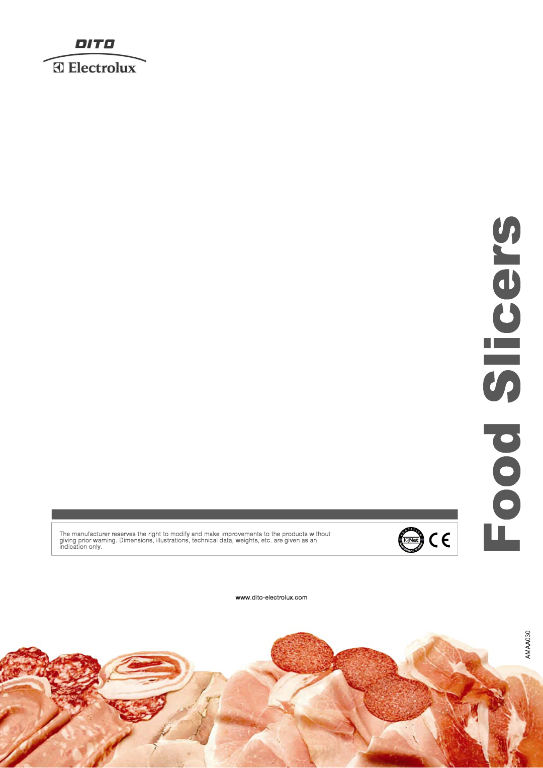 Electrolux 603329, FM33B manual Food Slicers, AMAA030 