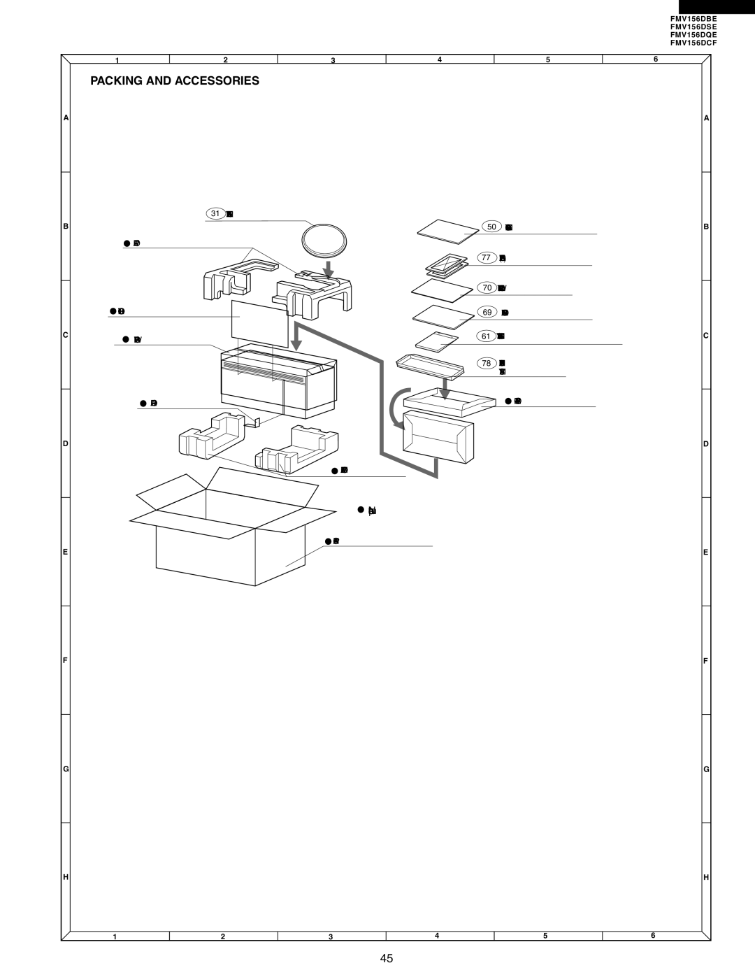 Electrolux FMV156DBE service manual Packing and Accessories, Non-replaceable items 