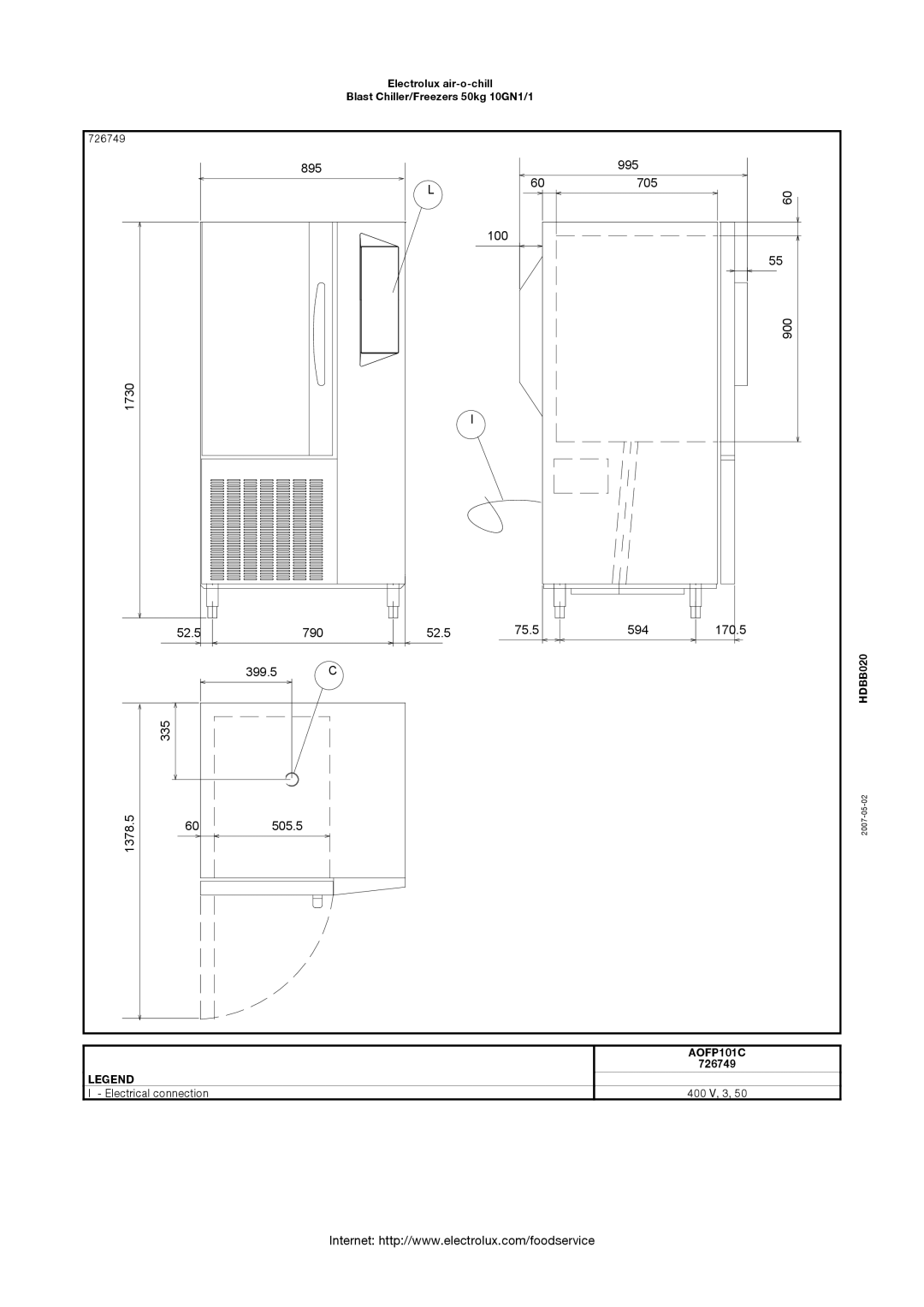 Electrolux Freezer manual 335 1378.5 505.5, AOFP101C 