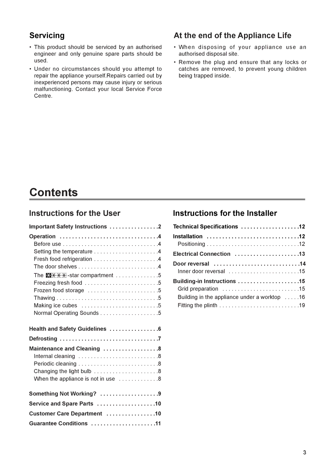 Electrolux FRF 120 manual Contents 