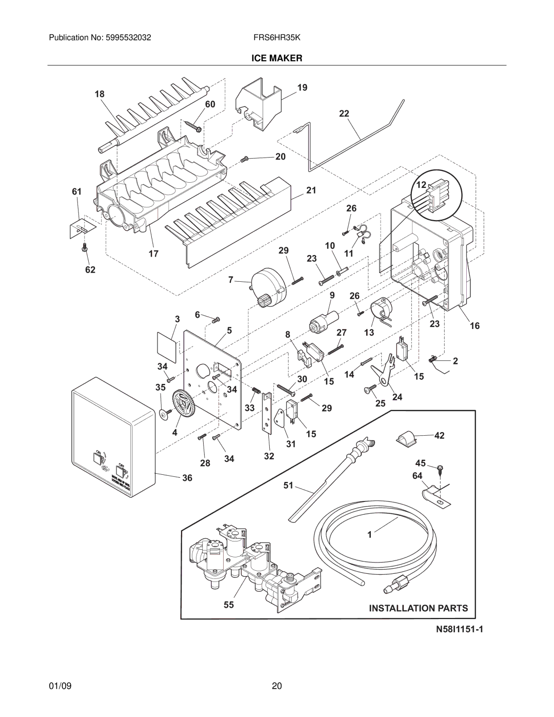 Electrolux FRS6HR35K manual Installation Parts 