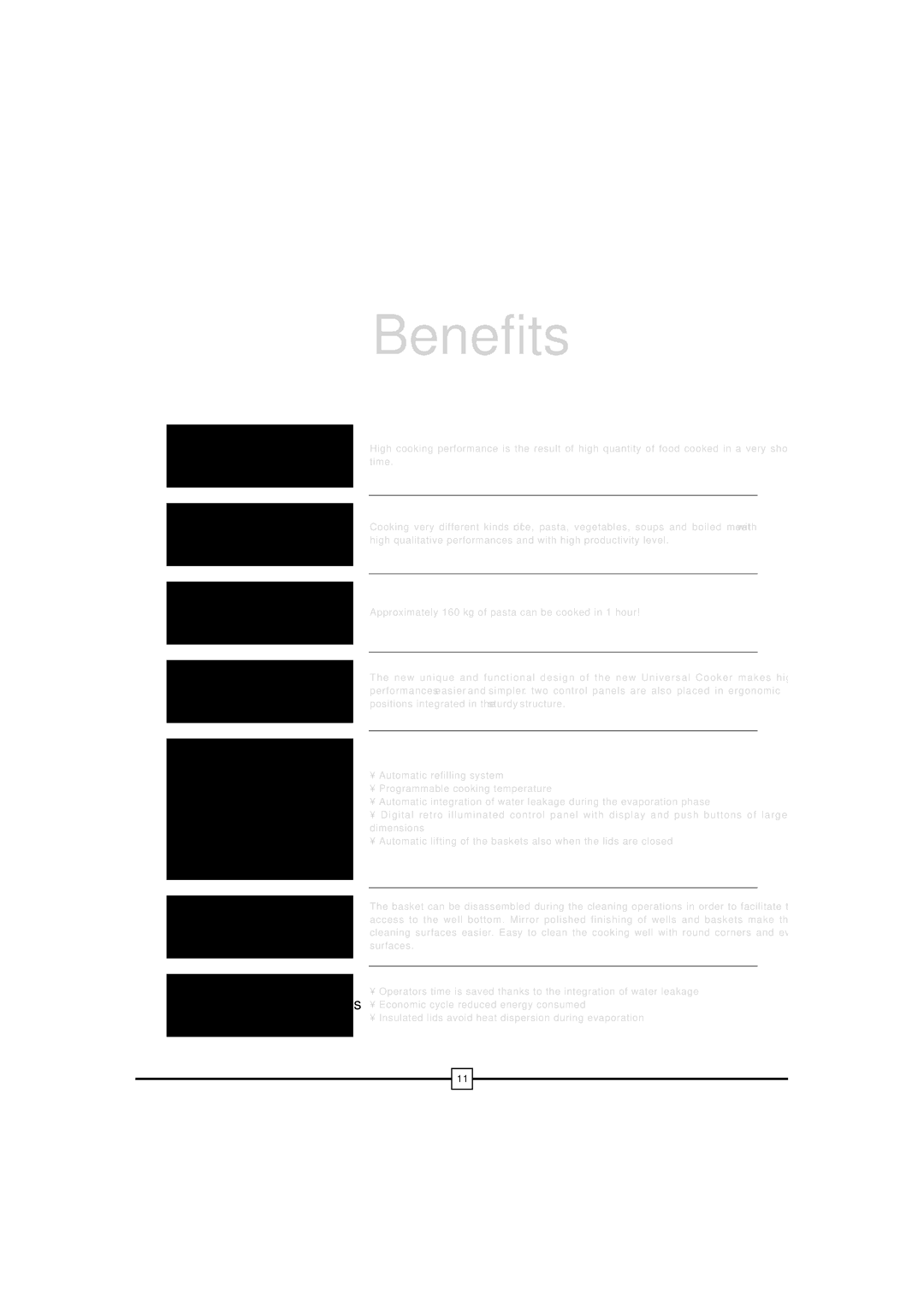 Electrolux Fryer manual Benefits 