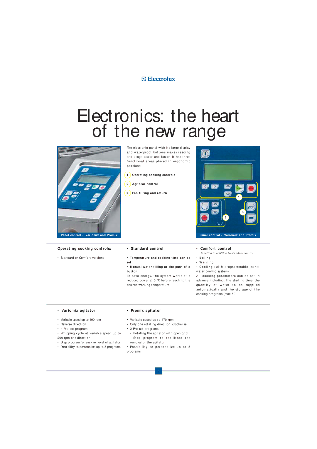 Electrolux Fryer manual Electronics the heart New range, Operating cooking controls Standard control Comfort control 